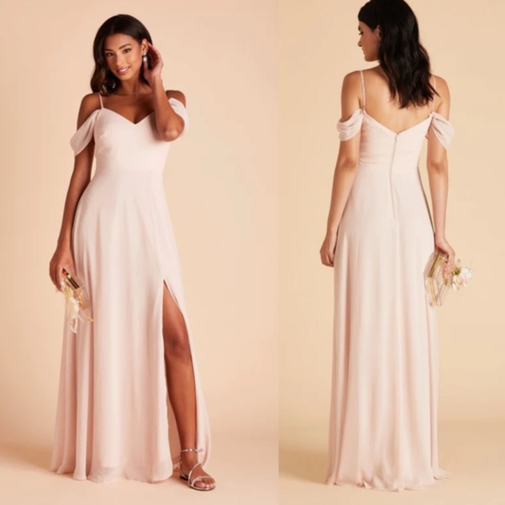 Birdy Grey Devin Convertible Chiffon Long Dress Gown Pale Blush Pink Extra Small - Picture 1 of 16